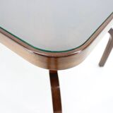 1930s Restored Coffee Table in Walnut with Glass Top,Czechoslovakia
