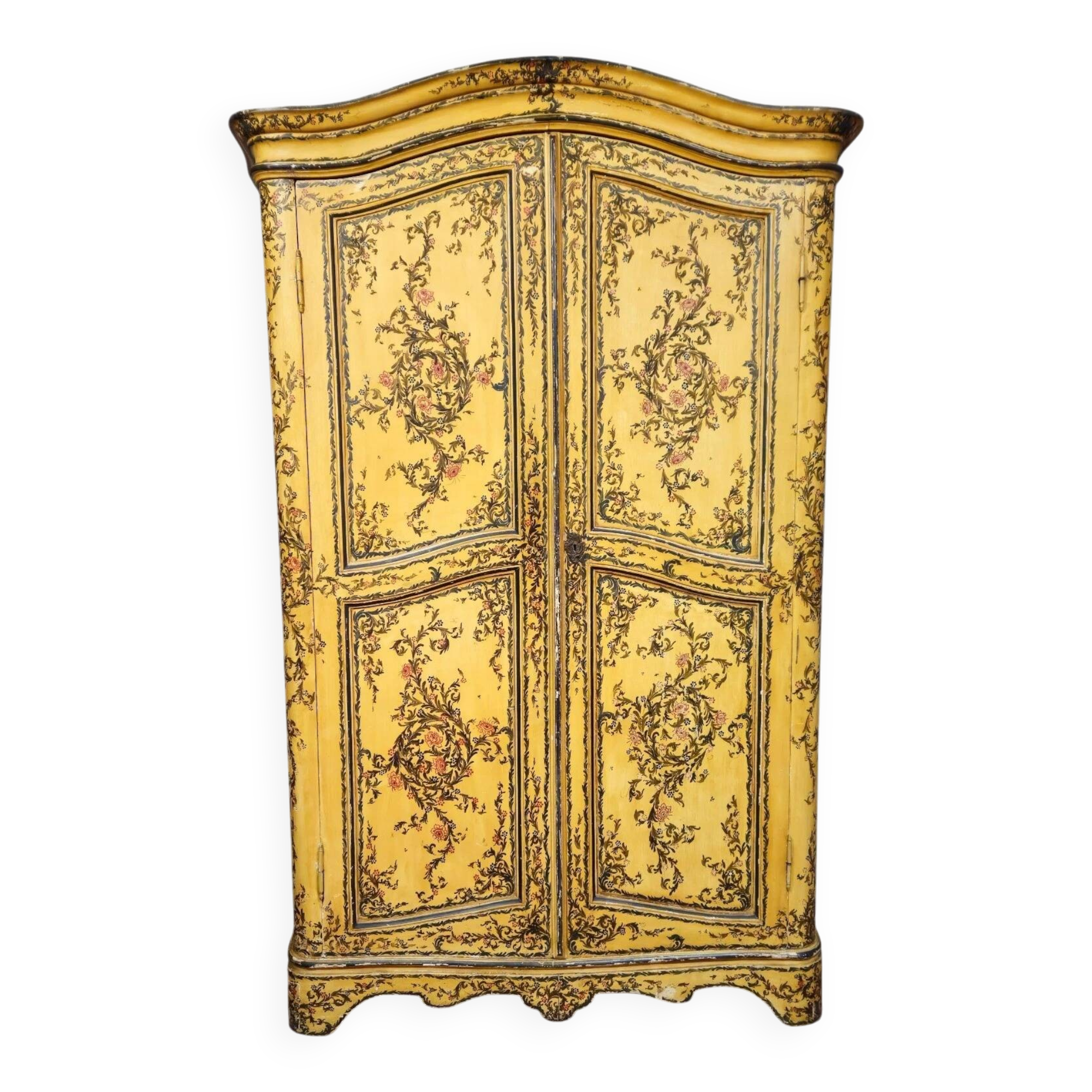 Curved wardrobe painted with floral decoration - late 19th century - Venetian style/XV