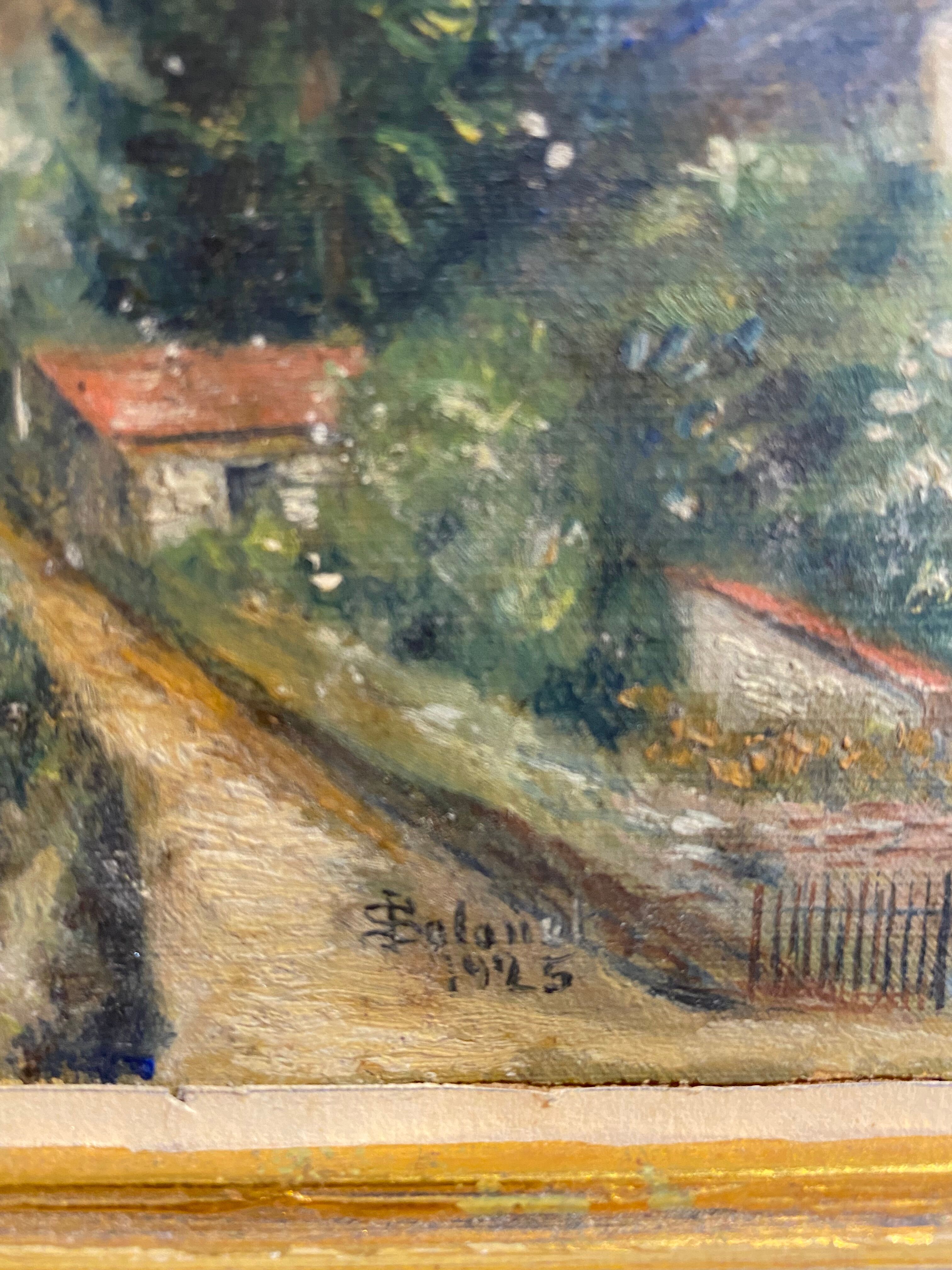Old painting, landscape with stream signed dated 1925