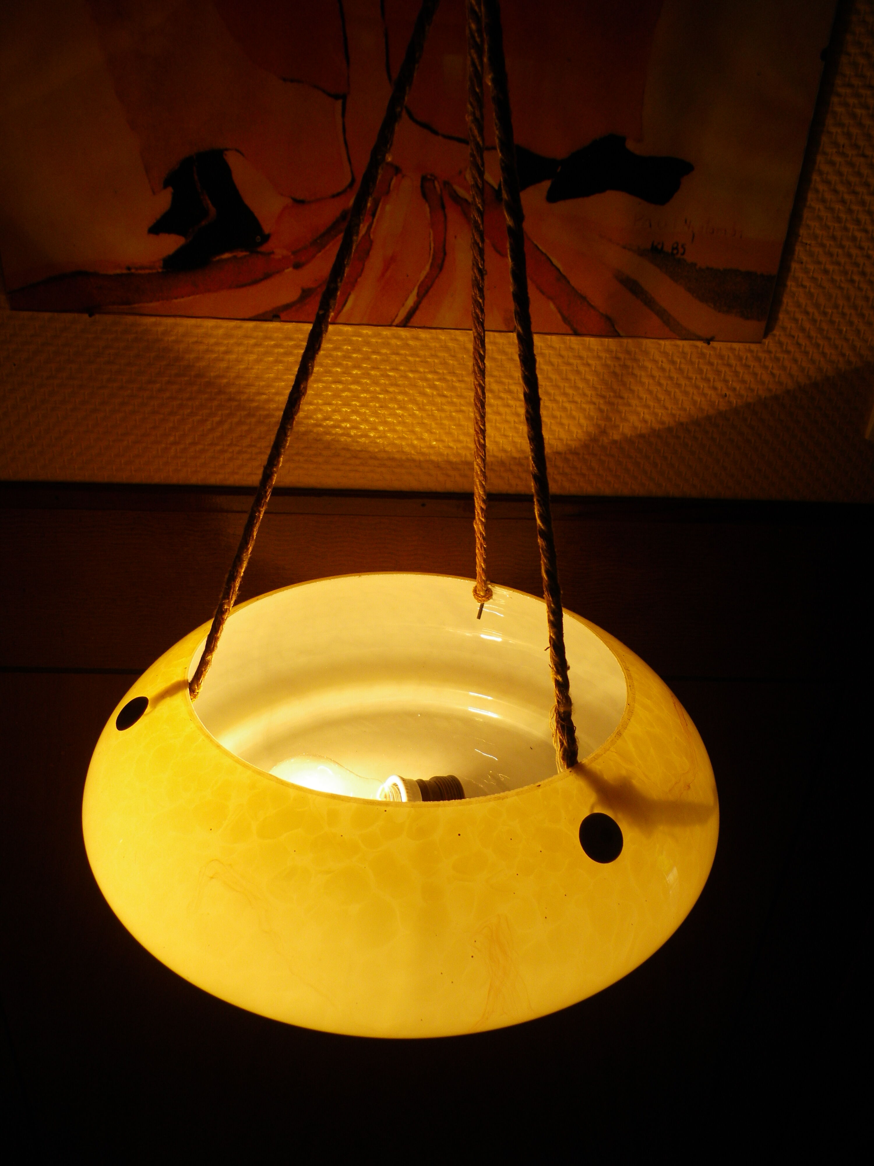 Hanging lamp in opaline, France, year 1950/1955