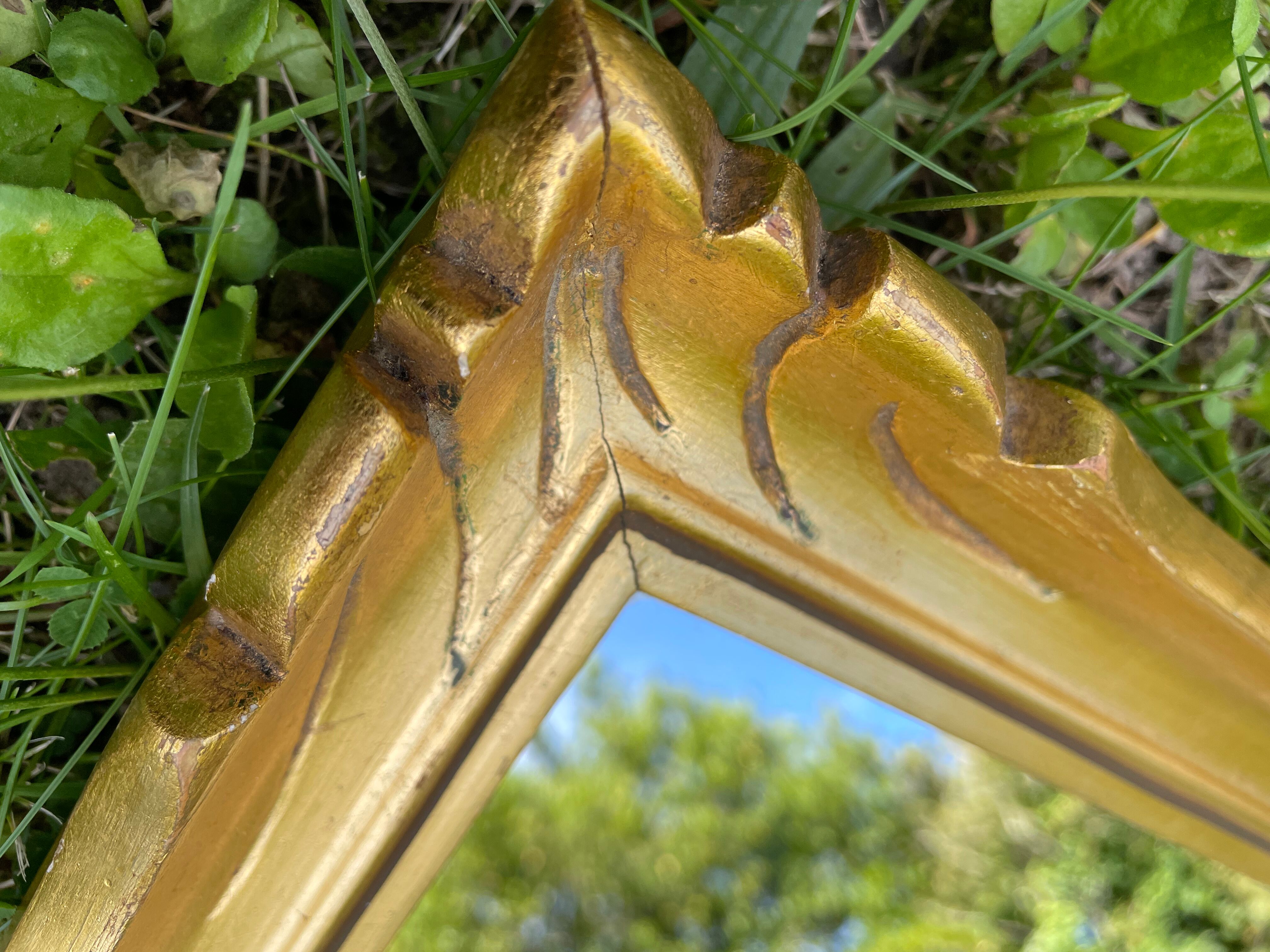 Vintage rectangular mirror in gilded wood h49 xl35