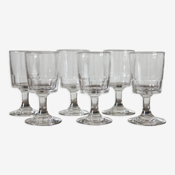 6 antique white wine glasses in blown glass late nineteenth century