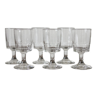 6 antique white wine glasses in blown glass late nineteenth century