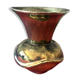 Rambervillers green gold metal reflection flame gres vase