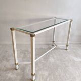 Iconic white console with designer spacer, signed Pierre Vandel Paris