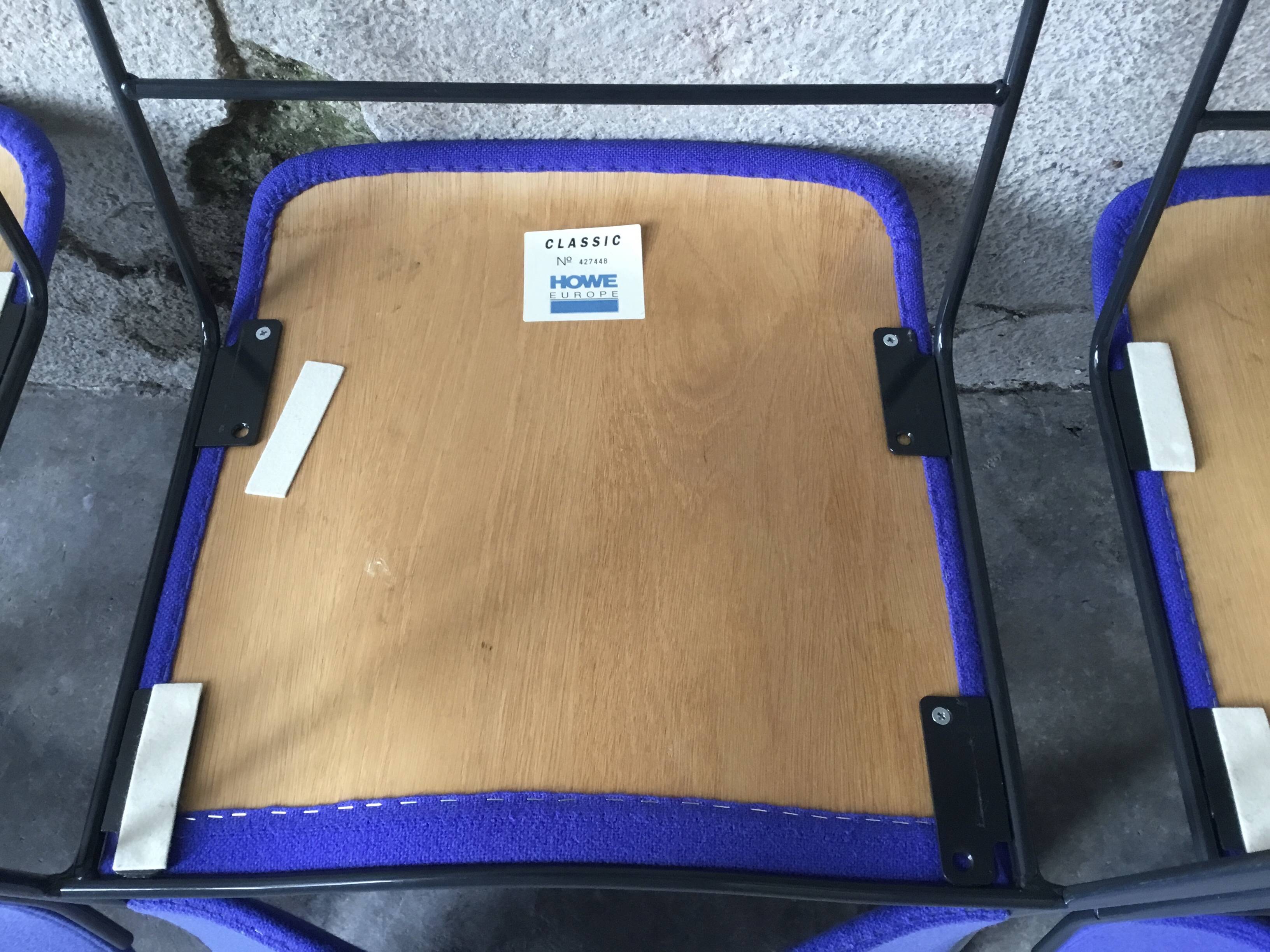 Set of 6 blue Howe 40/4 stacking chairs by David Rowland