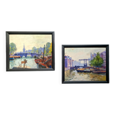 Tableau impressionniste - paire d'huile sur carton signée jehann berjonneau