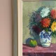 Original Swedish Oil on Canvas – “Asters in a Ceramic Vase” by Eric Lundgren – Signed – Vintage and Framed – 60 × 54 cm (23.6" × 21.3")
