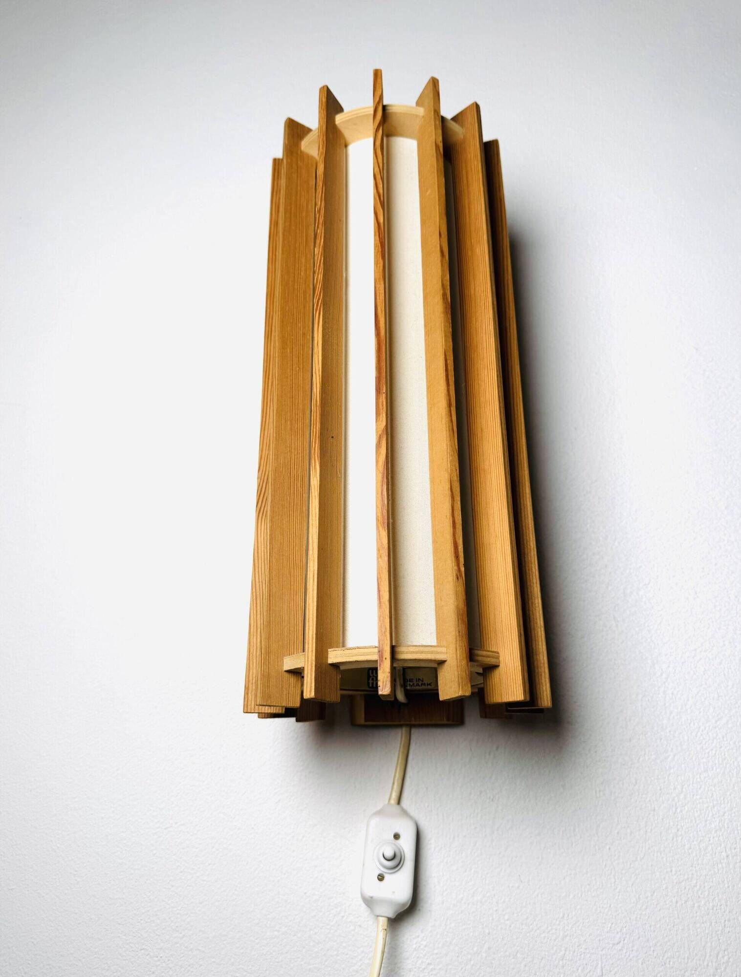Tema Model Cylindrical Wall Lamp In Pine By Ib Fabiansen For Fog & Mørup, Denmark 1960S