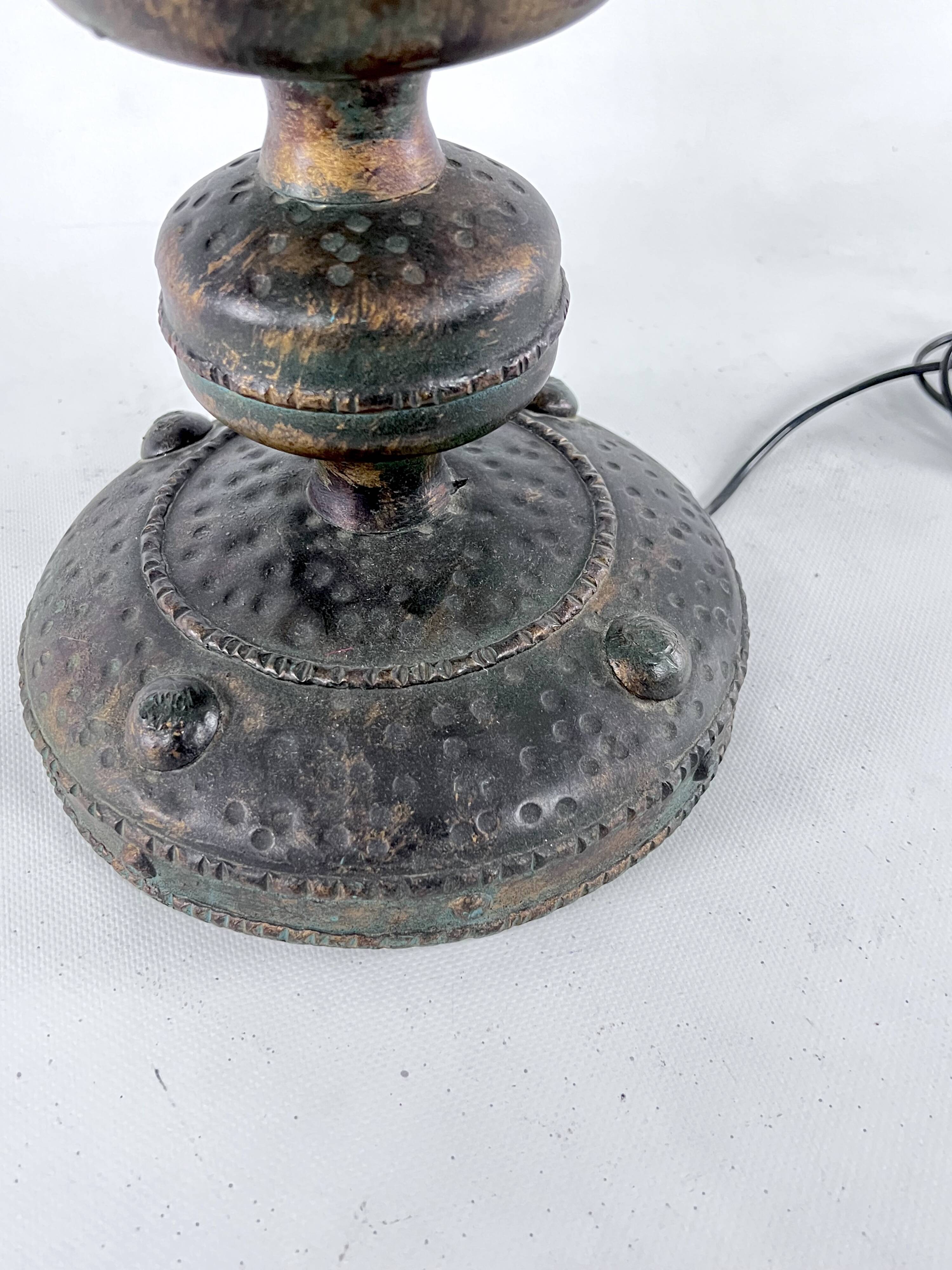Monumental brutalist thick glass and metal table lamp by Longobard. Italy 1