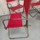 Lot 4 Renolux camping armchairs folding iron and red fabric