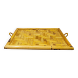 1970s Astonishing Italian Tray in Bamboo, Rattan and Wicker. Made in Italy