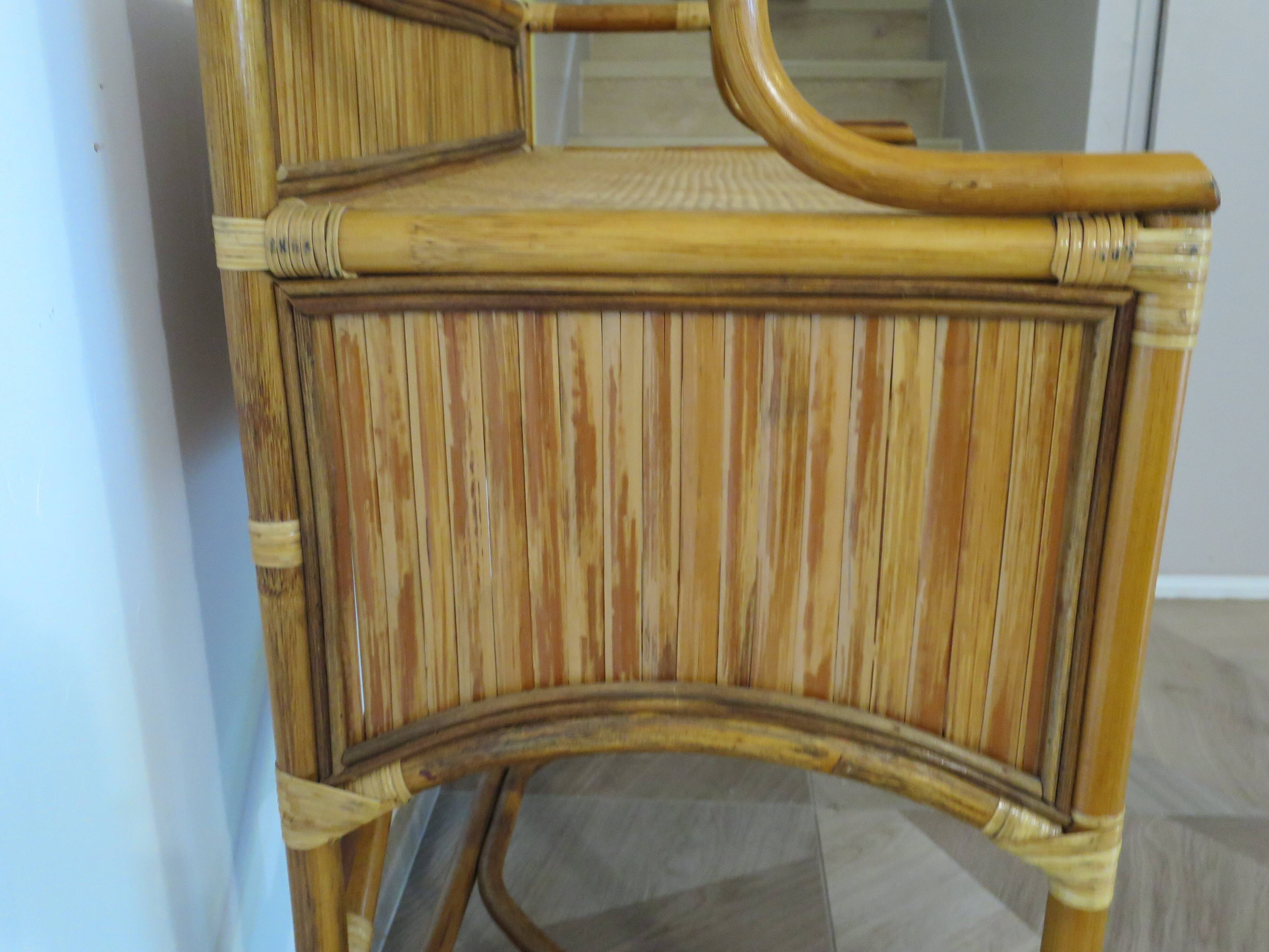 Vintage console/desk made of natural woven rattan, 1960s