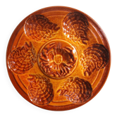 Vintage French oyster plate in Majolica from Sarreguemines