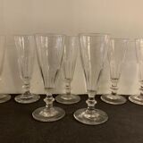 Set de 7 flûtes anciennes en verre soufflé
