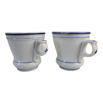 Set de 2 tasses brulots en porcelaine épaisse XIXème