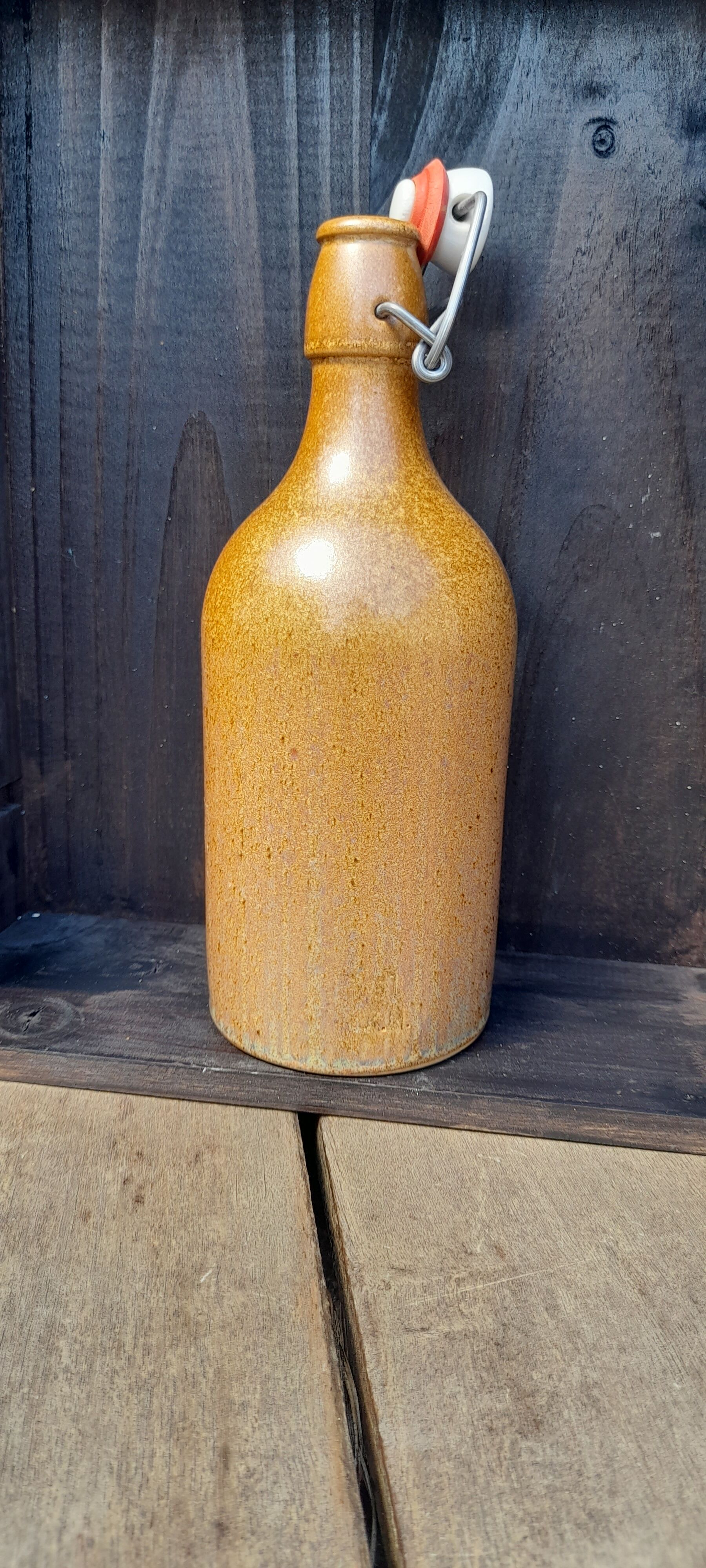 Bouteille/vase/soliflore en grés émaillé, rétro 50's marque MKM