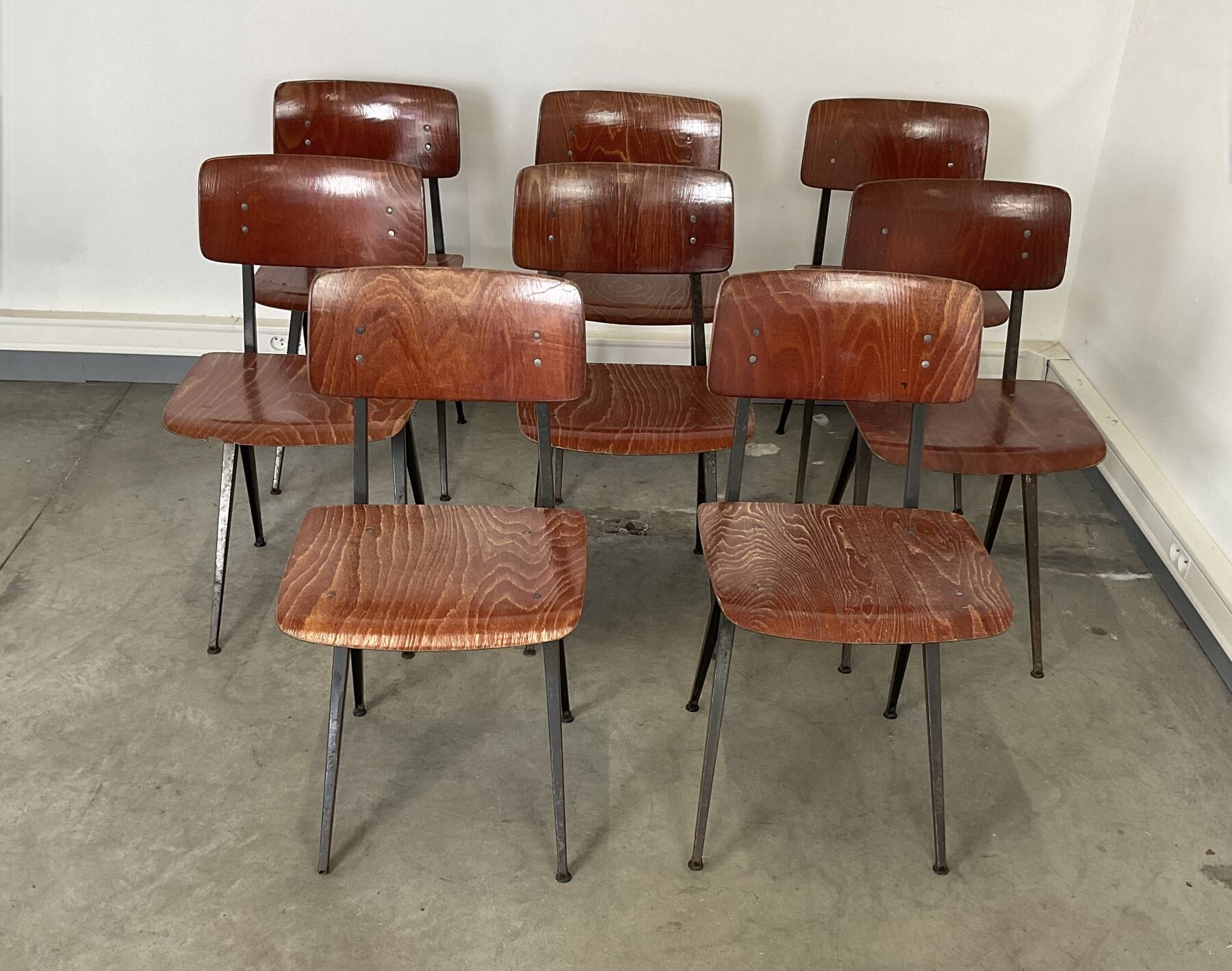 Lot de 8 chaises Spinstoel pour Marko années 60 Pays-Bas