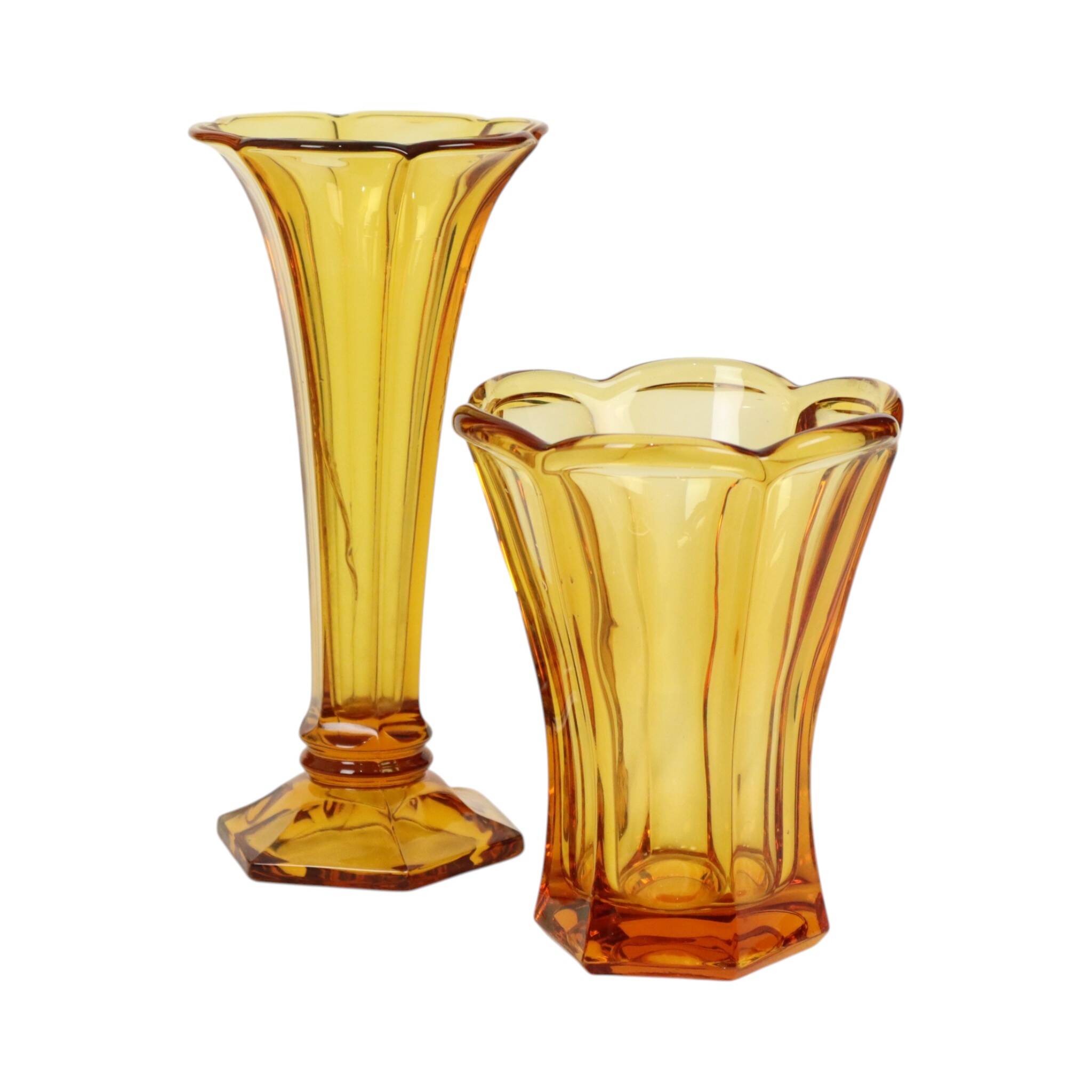 Set of Amber Vases Luxval Américain Art Deco 1935