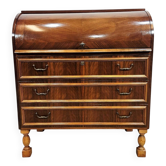 Walnut cylinder-roll-top secretary desk, 1970s.