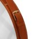 Handmade J. Adnet style mirror in tan color veg-tanned leather, ø 70 cm