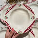 6 Digoin Sarreguemines Niger model soup plates with floral pattern and red/white checks