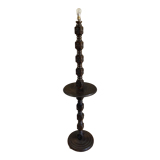 Side table floor lamp in Basque turned wood 50