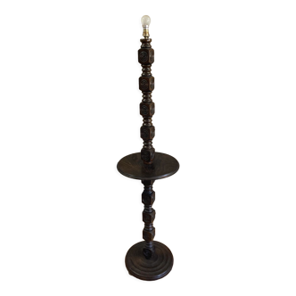 Lampadaire table d’appoint en bois tourné basque 50