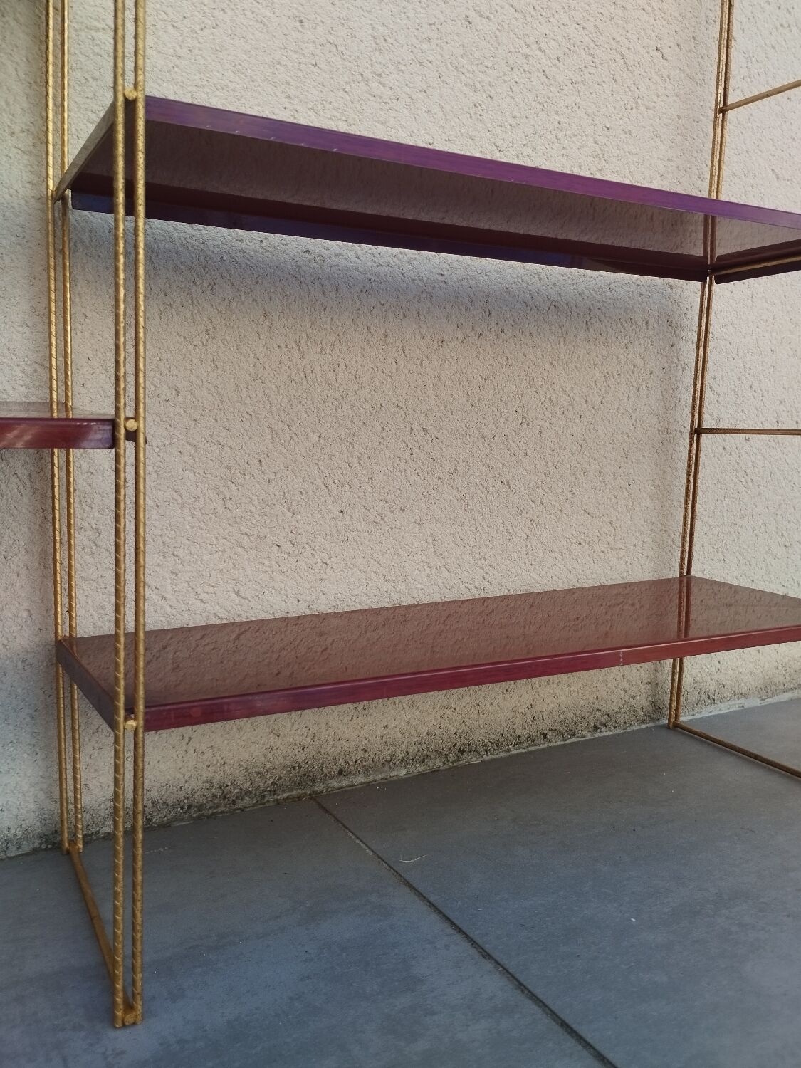 Vintage metal string shelves