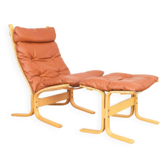 Mid-Century Norwegian Siesta Lounge Chair & Ottoman by Ingmar Relling for Westnofa, 1960s, Set of 2