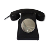 Téléphone des ptt france de 1964 en bakélite noir avec cadran en metal à clapet