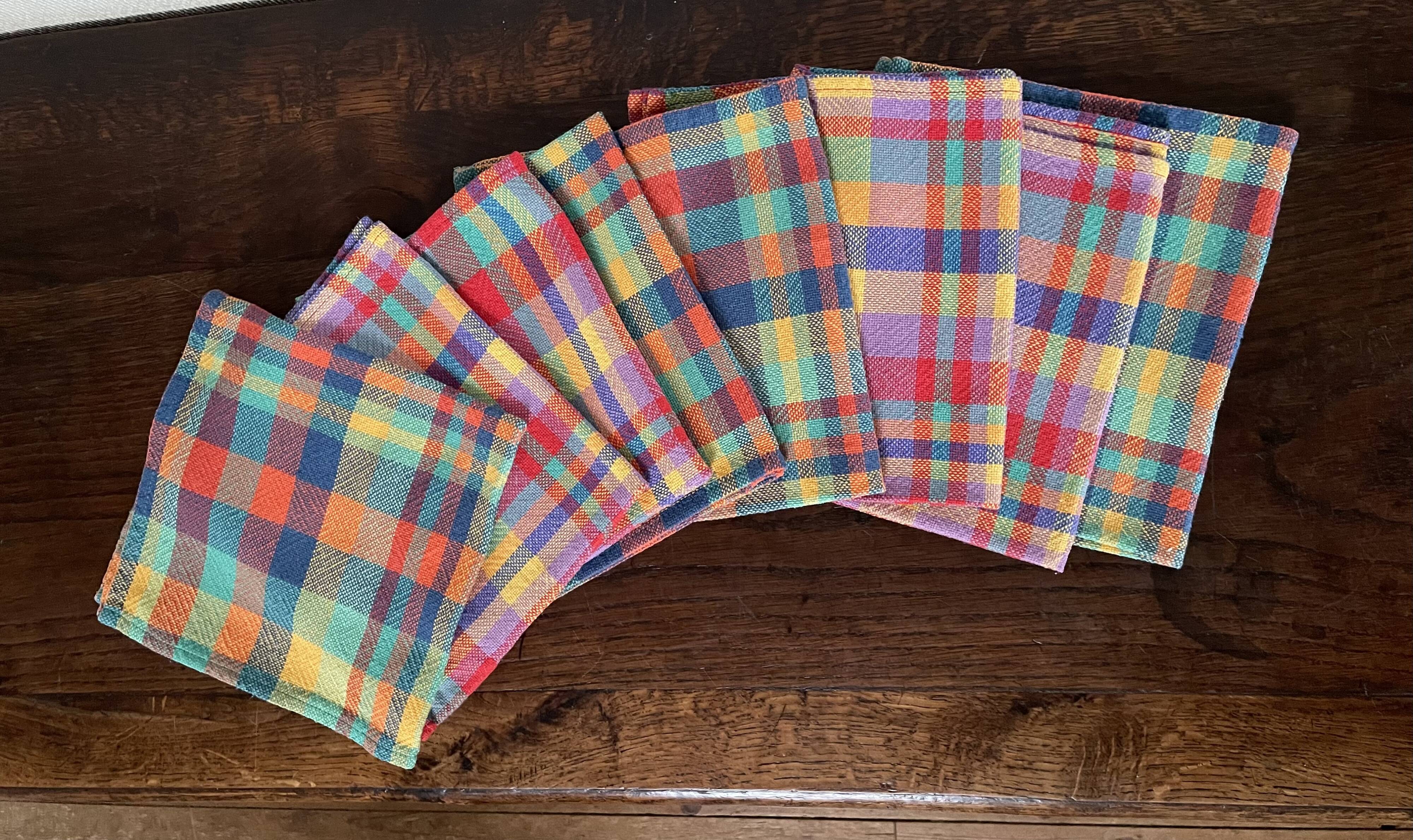 Set of 8 madras cotton napkins