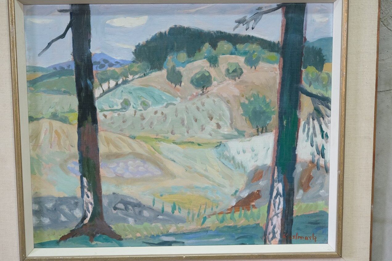 Gerhard Karlmark, Modern Landscape, 1960s, Oil on Panel, Framed