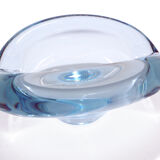 Cendrier en verre bleu Holmgaard signé
