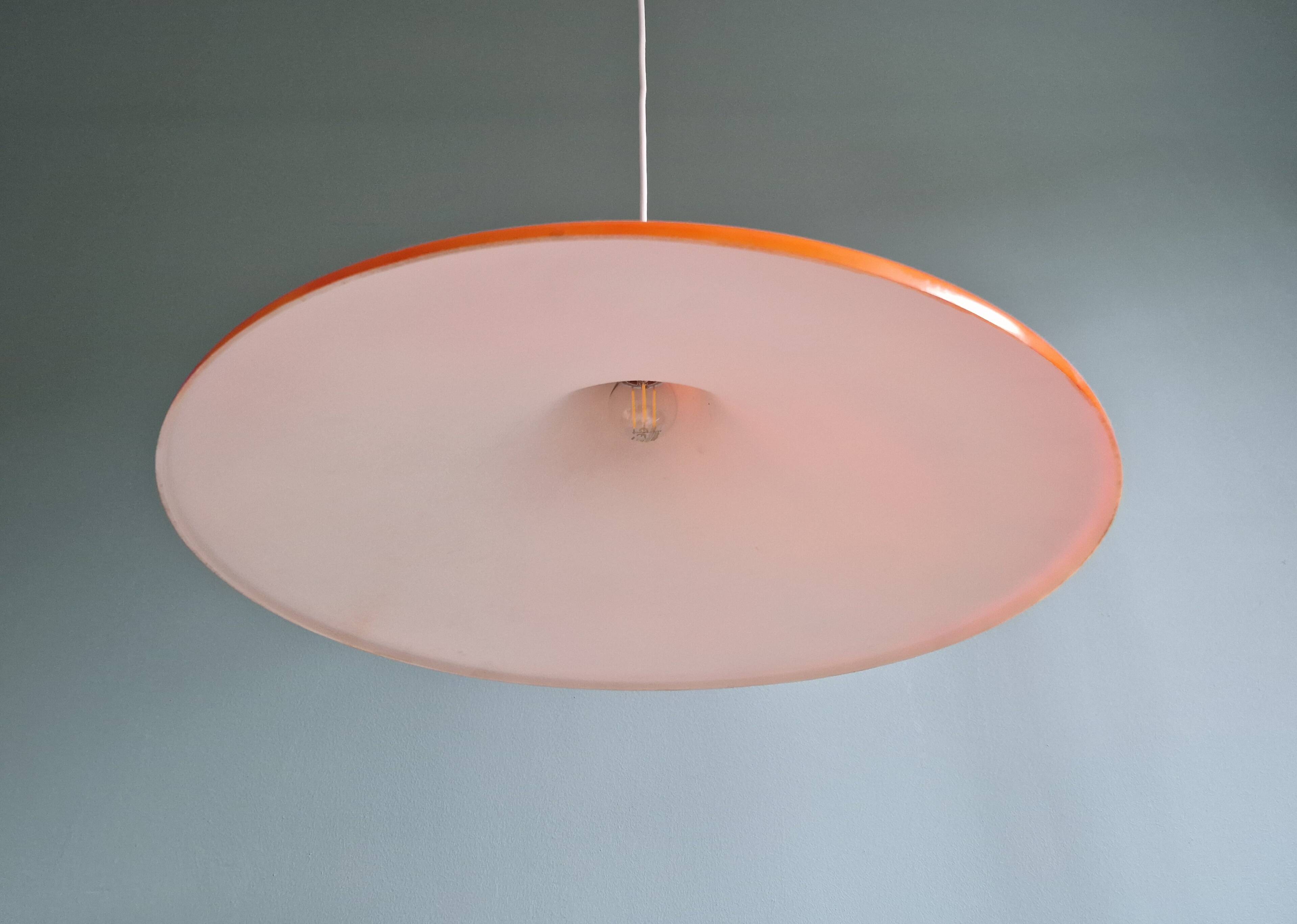 Large vintage orange plastic pendant light