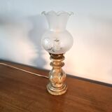 Pegasam SL Spain lamp – alabaster base and vintage engraved glass