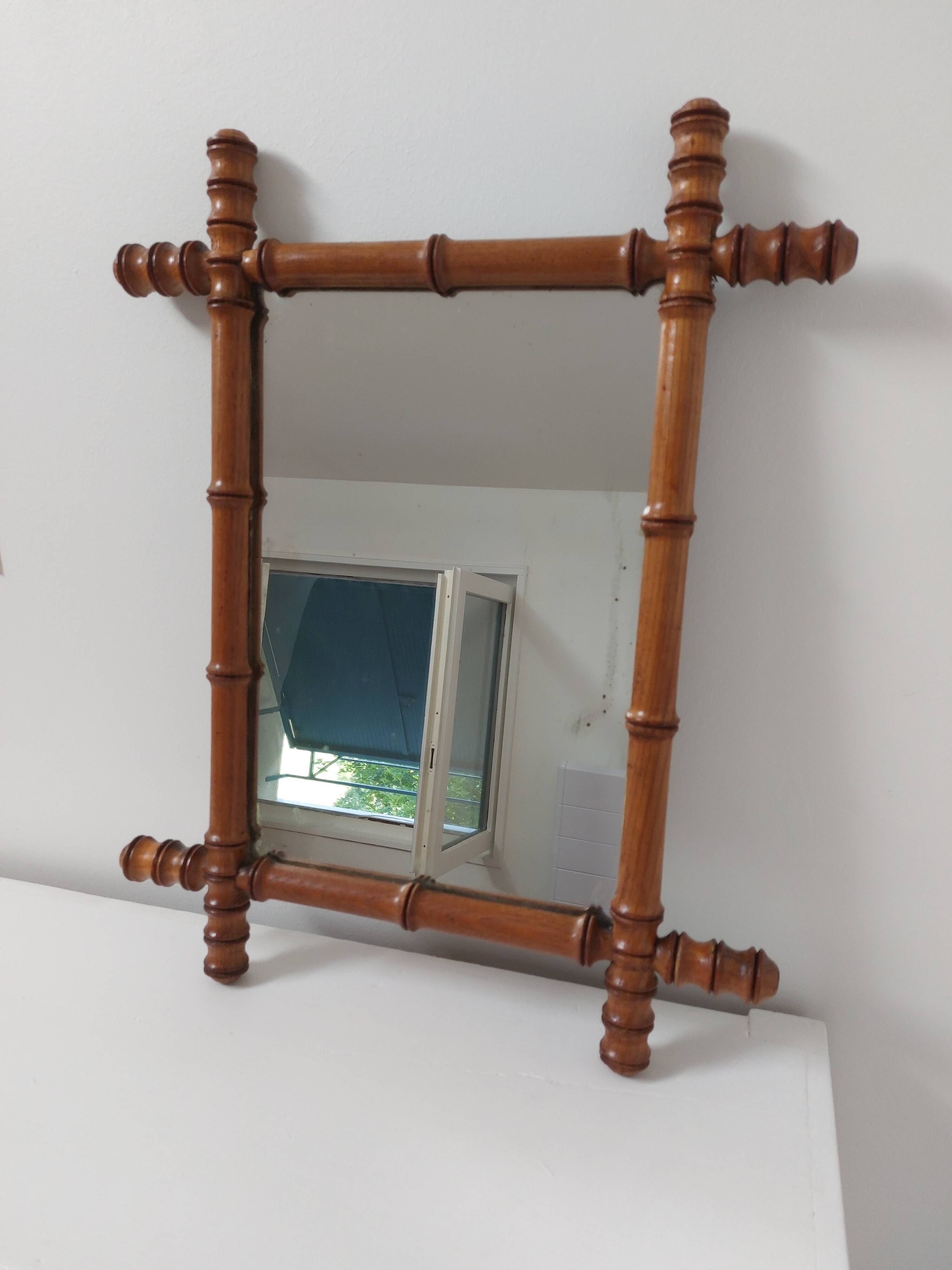 bamboo mirror, vintage, 45 by 56cm