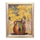 Original Swedish Oil on Canvas – “Vessel with Mimosa” by Monica Gilhorn – Signed – Vintage & Framed – 40 × 31.5 cm (15.7" × 12.4")