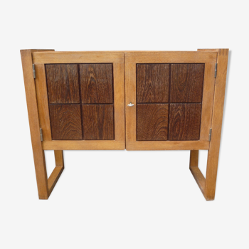 Buffet 2 doors in oak and exotic wood to 1950/1960