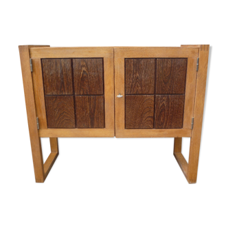 Buffet 2 doors in oak and exotic wood to 1950/1960