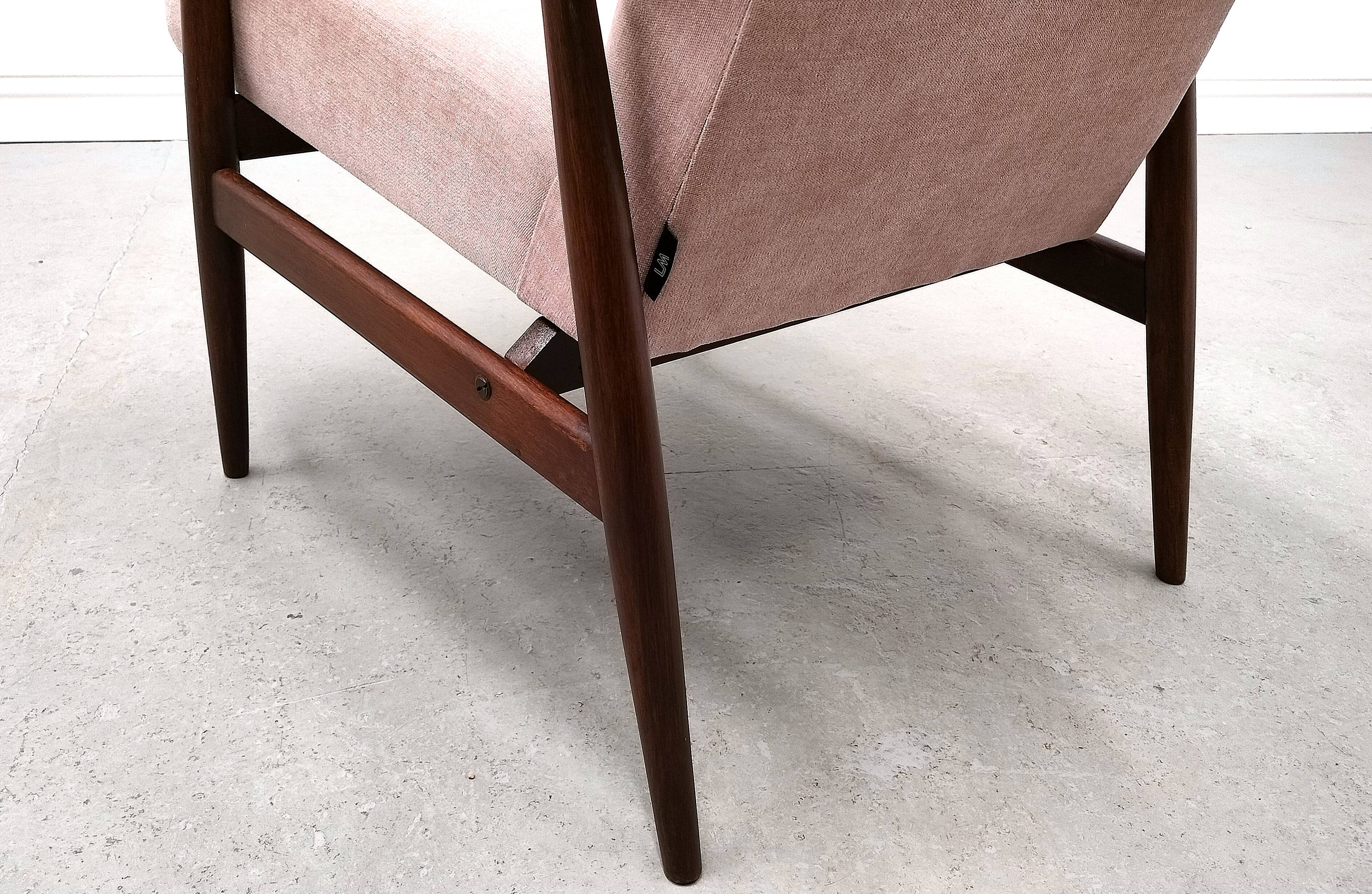 1960 Henryk Lis Mid Century Armchair in Pink