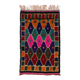 Multicolor Vintage Handmade Tulu Rug, Bohemian Eclectic Accent Rug, 100% Wool