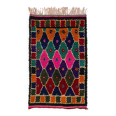 Multicolor Vintage Handmade Tulu Rug, Bohemian Eclectic Accent Rug, 100% Wool