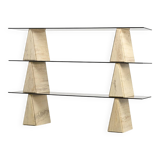 Travertine and smoked glass bookcase, Italy, circa 1970
