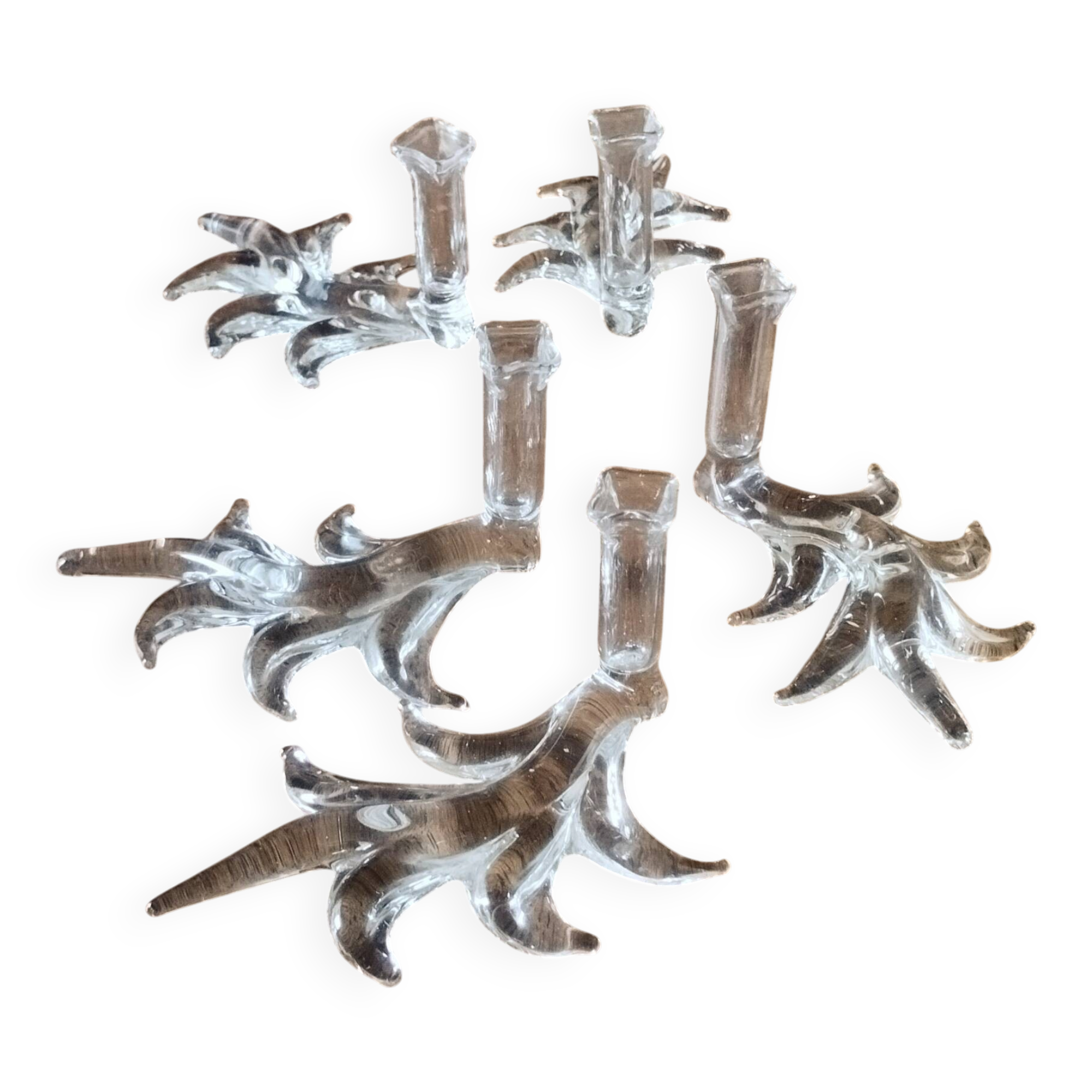5 crystal knife rests with vases