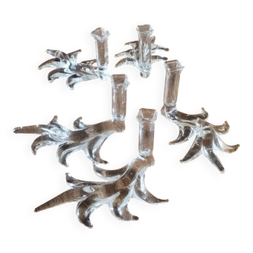 5 crystal knife rests with vases