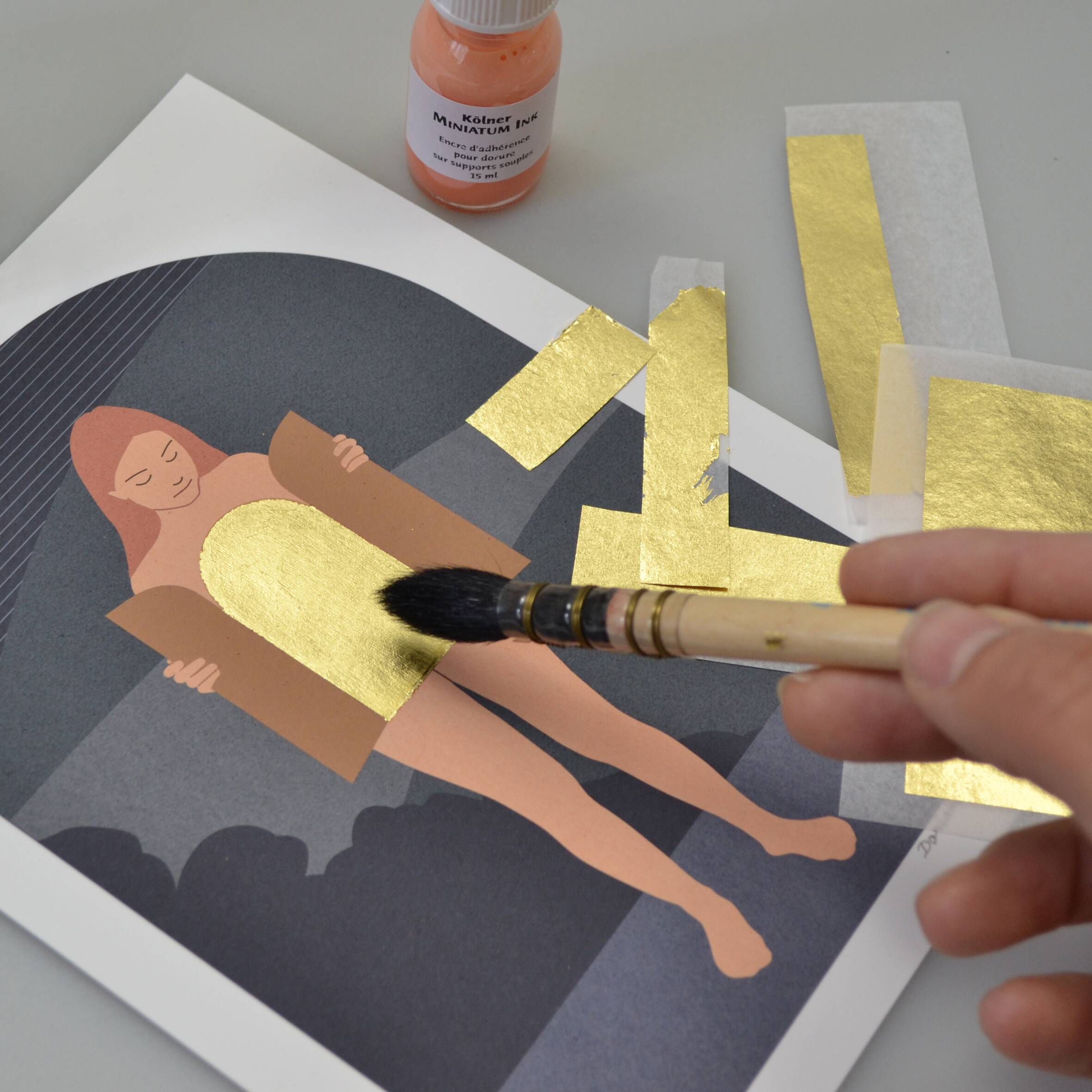 22 carat gold enhanced print, Le Trésor, 15x20 cm, signed limited edition