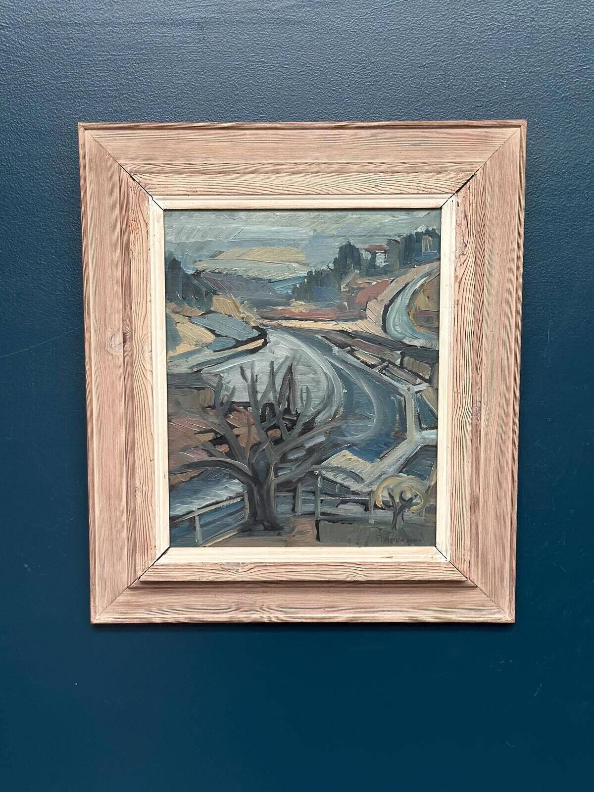 Swedish Oil on Canvas – “Landscape” by Stig Thiderman – Vintage