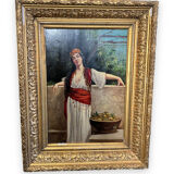 Orientalist painting the lemon merchant oil on panel nineteenth