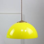Vintage Italian Brass and Yellow Plexiglas Pendant Lamp
